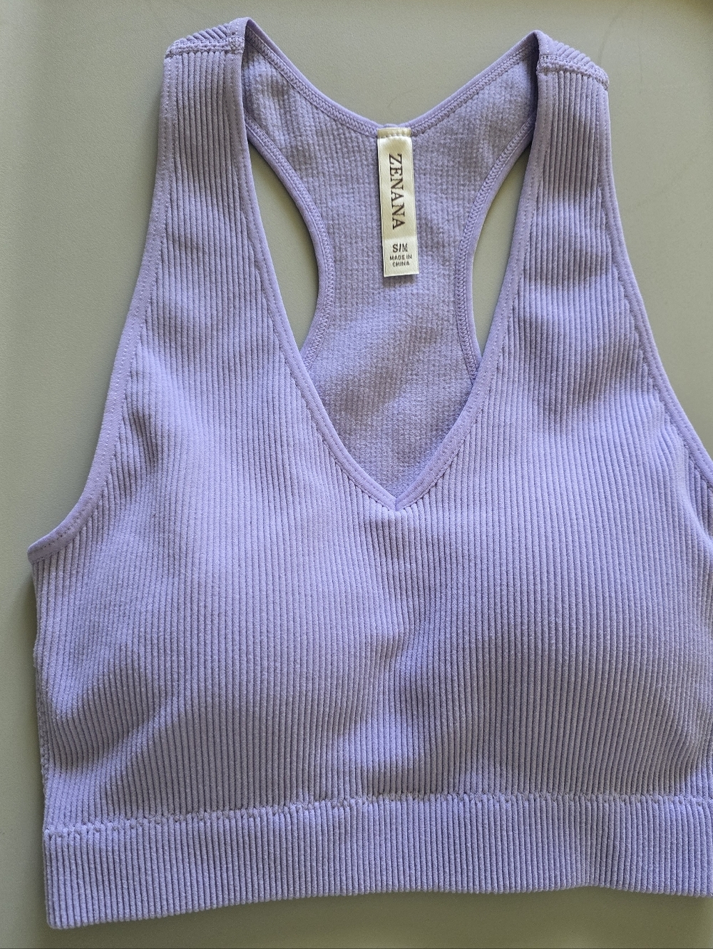 Zenana Outfitters Signature Lilac Ribbed Racerback Bralette Brahmi S/M NWOT